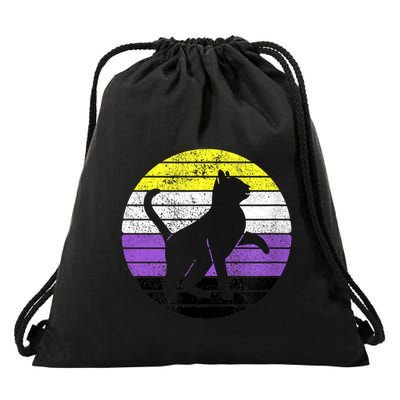 Cute Kitten Cat Nonbinary Pride Lgb Quotes Non Binary Flag Drawstring Bag