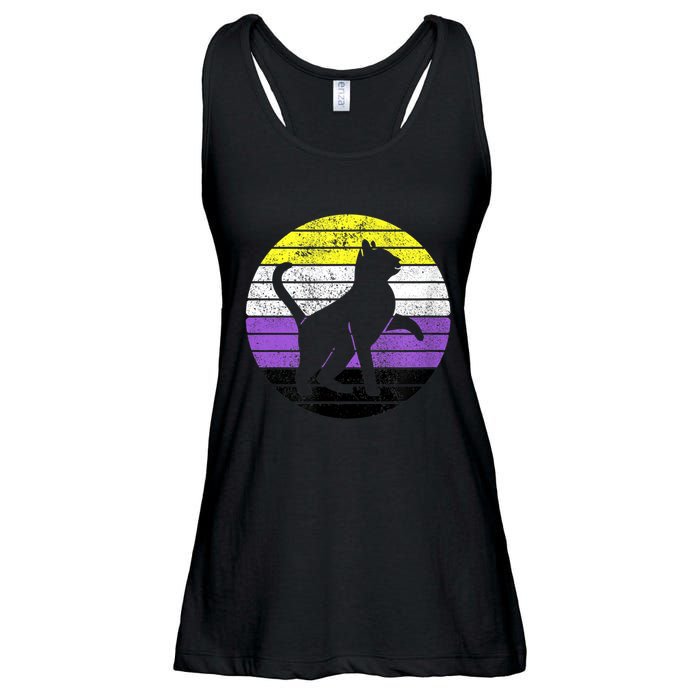 Cute Kitten Cat Nonbinary Pride Lgb Quotes Non Binary Flag Ladies Essential Flowy Tank