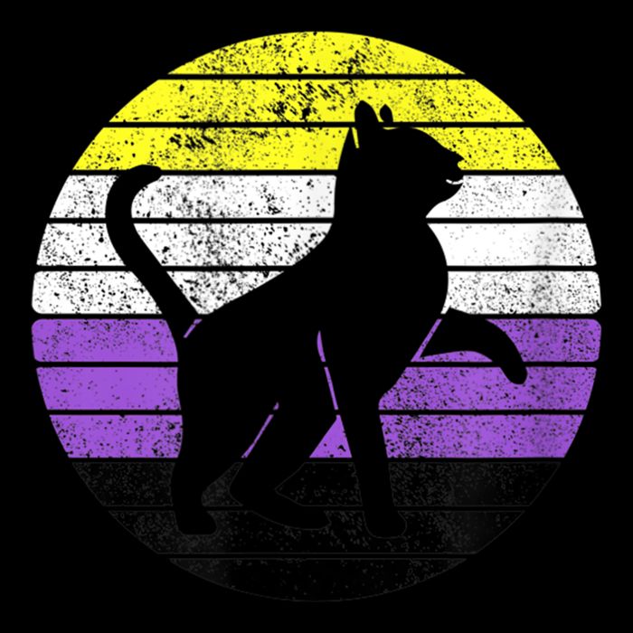 Cute Kitten Cat Nonbinary Pride Lgb Quotes Non Binary Flag Flatbill Hat