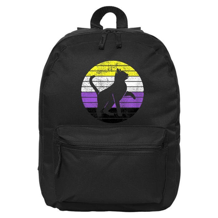 Cute Kitten Cat Nonbinary Pride Lgb Quotes Non Binary Flag 16 in Basic Backpack