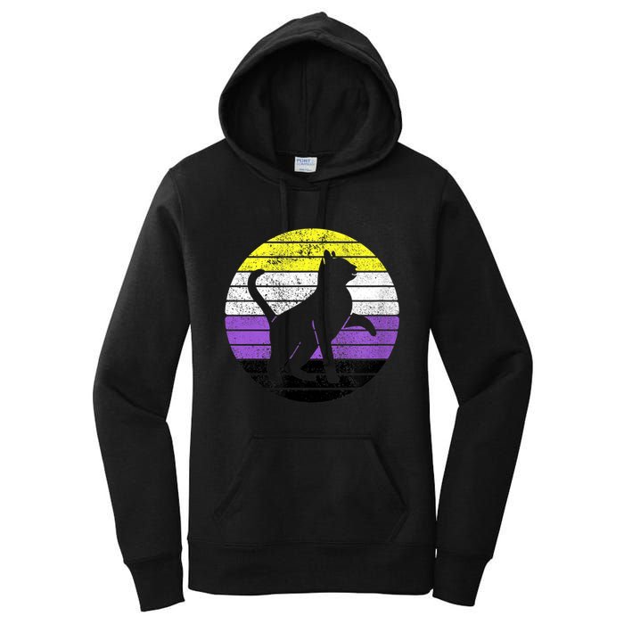Cute Kitten Cat Nonbinary Pride Lgb Quotes Non Binary Flag Women's Pullover Hoodie