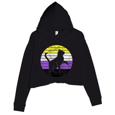Cute Kitten Cat Nonbinary Pride Lgb Quotes Non Binary Flag Crop Fleece Hoodie