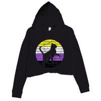 Cute Kitten Cat Nonbinary Pride Lgb Quotes Non Binary Flag Crop Fleece Hoodie
