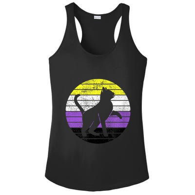 Cute Kitten Cat Nonbinary Pride Lgb Quotes Non Binary Flag Ladies PosiCharge Competitor Racerback Tank