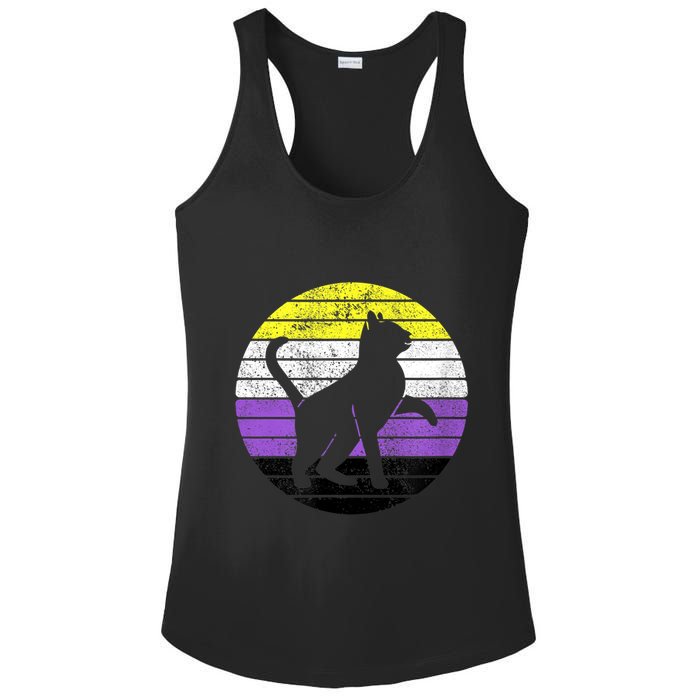 Cute Kitten Cat Nonbinary Pride Lgb Quotes Non Binary Flag Ladies PosiCharge Competitor Racerback Tank