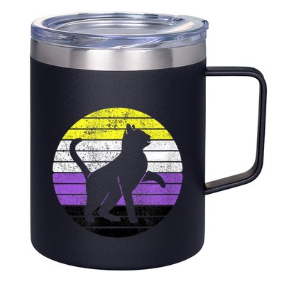 Cute Kitten Cat Nonbinary Pride Lgb Quotes Non Binary Flag 12oz Stainless Steel Coffee Mug