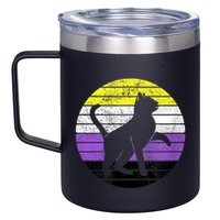 Cute Kitten Cat Nonbinary Pride Lgb Quotes Non Binary Flag 12oz Stainless Steel Coffee Mug
