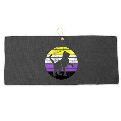 Cute Kitten Cat Nonbinary Pride Lgb Quotes Non Binary Flag Large Microfiber Waffle Golf Towel