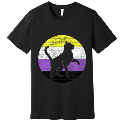 Cute Kitten Cat Nonbinary Pride Lgb Quotes Non Binary Flag Premium T-Shirt