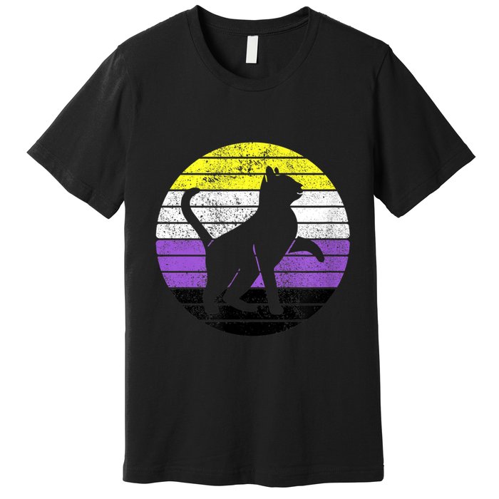 Cute Kitten Cat Nonbinary Pride Lgb Quotes Non Binary Flag Premium T-Shirt