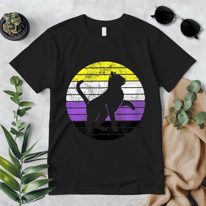 Cute Kitten Cat Nonbinary Pride Lgb Quotes Non Binary Flag Premium T-Shirt