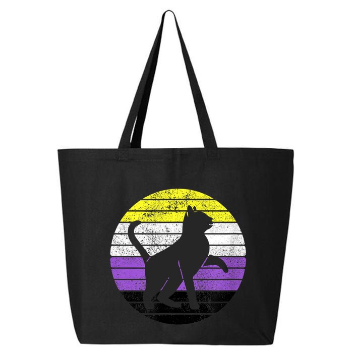 Cute Kitten Cat Nonbinary Pride Lgb Quotes Non Binary Flag 25L Jumbo Tote