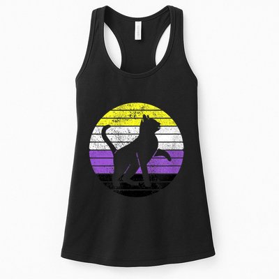 Cute Kitten Cat Nonbinary Pride Lgb Quotes Non Binary Flag Womens Tank Top