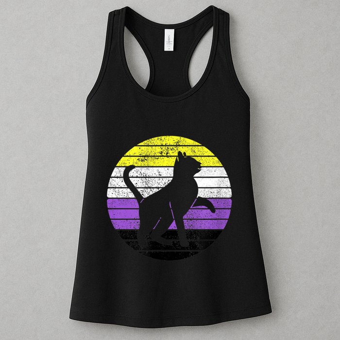 Cute Kitten Cat Nonbinary Pride Lgb Quotes Non Binary Flag Womens Tank Top