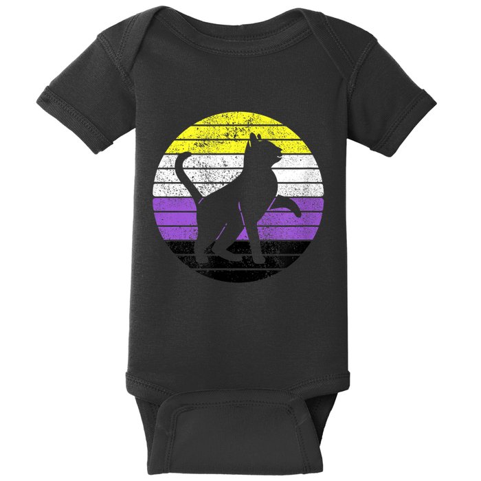 Cute Kitten Cat Nonbinary Pride Lgb Quotes Non Binary Flag Baby Bodysuit
