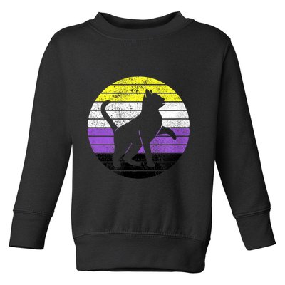 Cute Kitten Cat Nonbinary Pride Lgb Quotes Non Binary Flag Toddler Sweatshirt