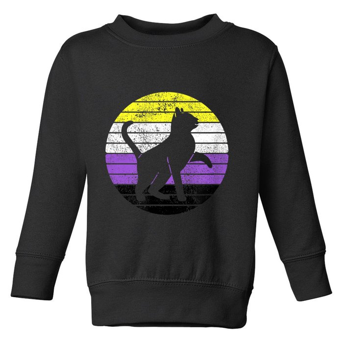 Cute Kitten Cat Nonbinary Pride Lgb Quotes Non Binary Flag Toddler Sweatshirt
