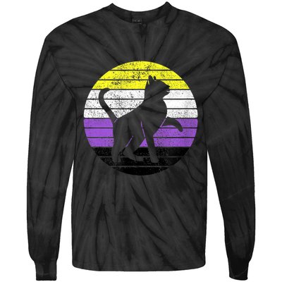Cute Kitten Cat Nonbinary Pride Lgb Quotes Non Binary Flag Tie-Dye Long Sleeve Shirt