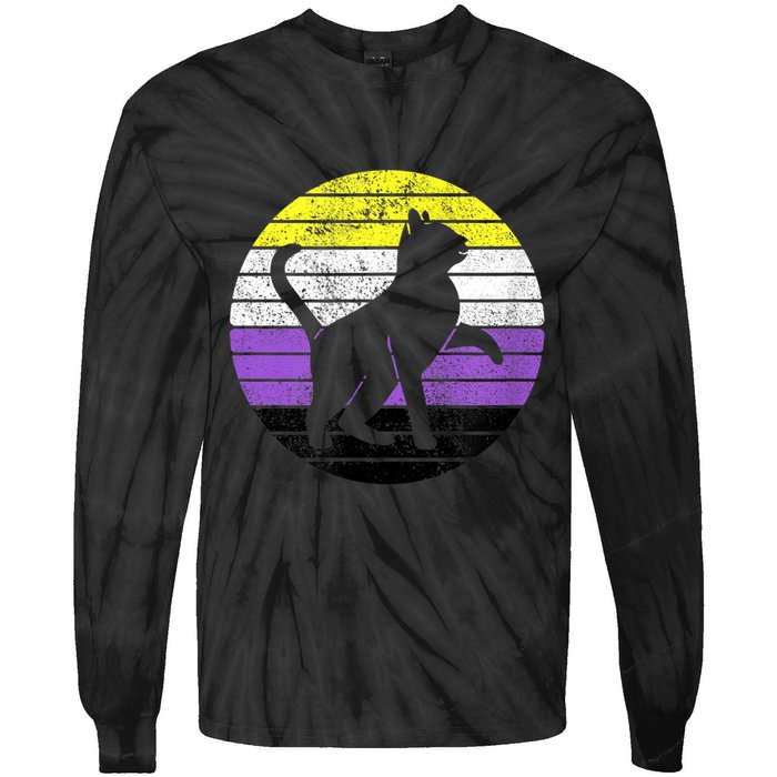 Cute Kitten Cat Nonbinary Pride Lgb Quotes Non Binary Flag Tie-Dye Long Sleeve Shirt