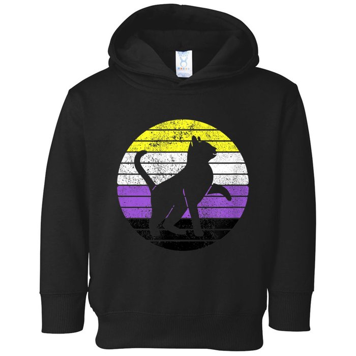 Cute Kitten Cat Nonbinary Pride Lgb Quotes Non Binary Flag Toddler Hoodie