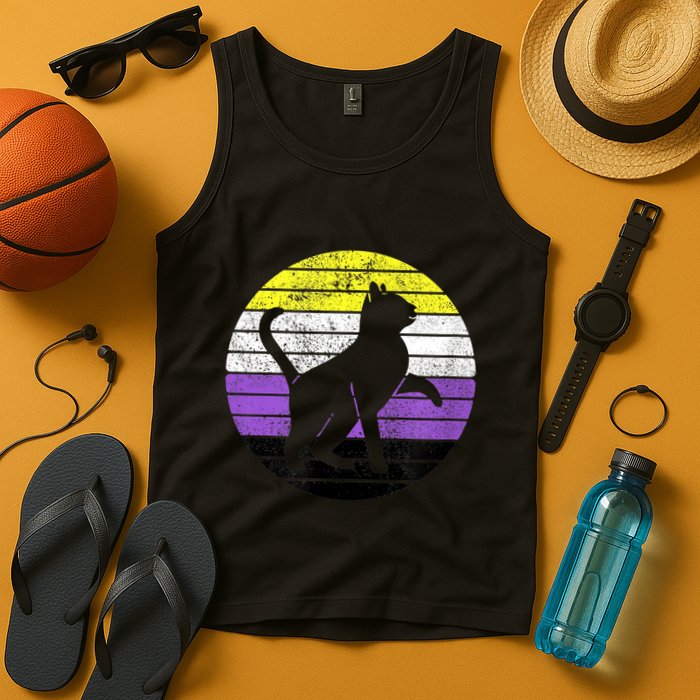 Cute Kitten Cat Nonbinary Pride Lgb Quotes Non Binary Flag Tank Top
