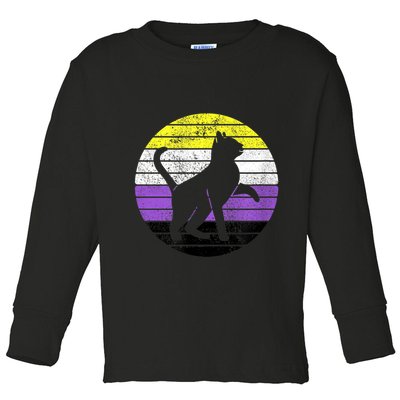 Cute Kitten Cat Nonbinary Pride Lgb Quotes Non Binary Flag Toddler Long Sleeve Shirt