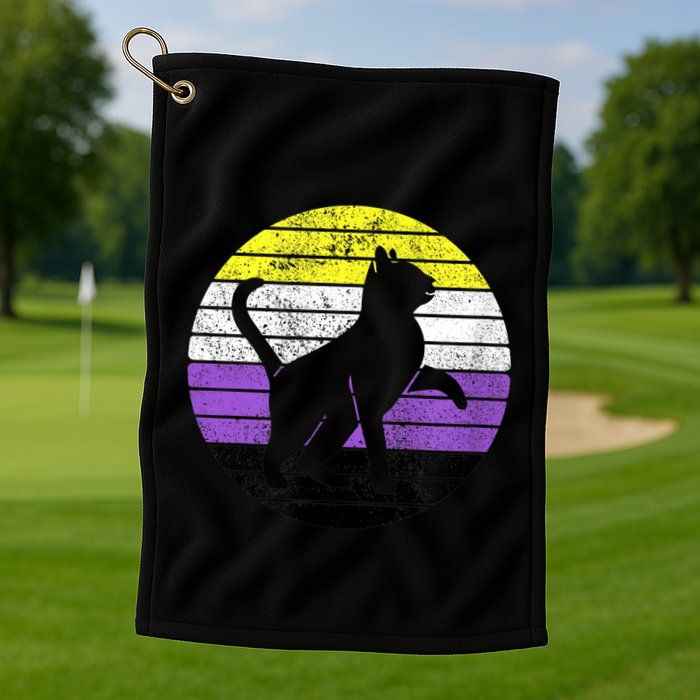 Cute Kitten Cat Nonbinary Pride Lgb Quotes Non Binary Flag Golf Towel