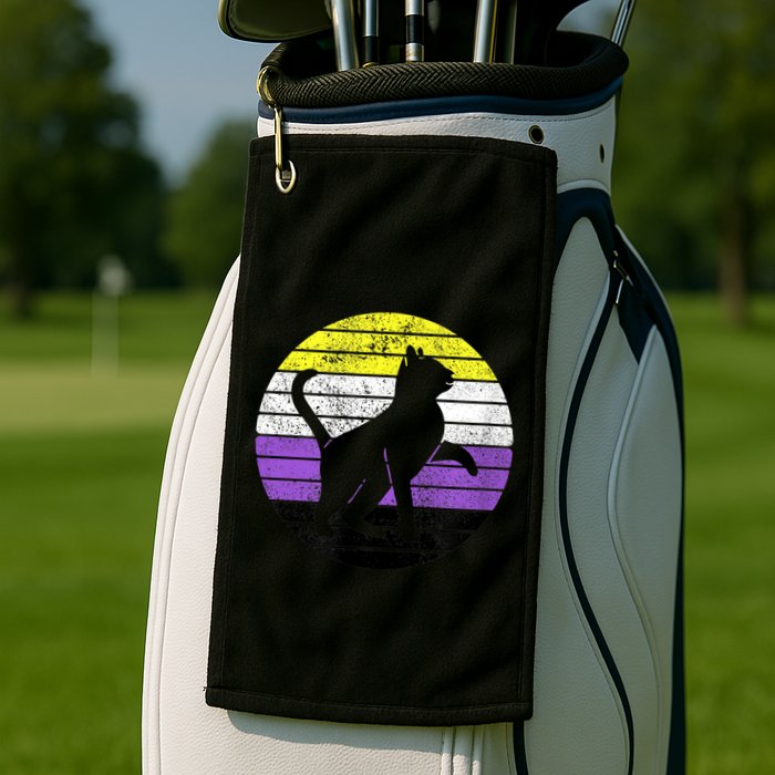 Cute Kitten Cat Nonbinary Pride Lgb Quotes Non Binary Flag Golf Towel