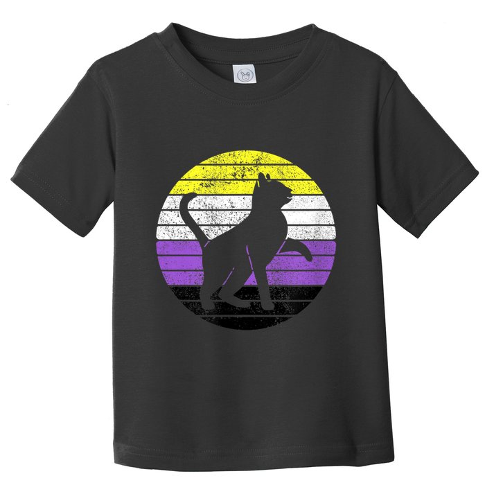 Cute Kitten Cat Nonbinary Pride Lgb Quotes Non Binary Flag Toddler T-Shirt