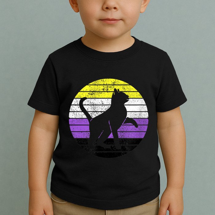 Cute Kitten Cat Nonbinary Pride Lgb Quotes Non Binary Flag Toddler T-Shirt