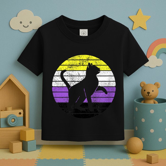 Cute Kitten Cat Nonbinary Pride Lgb Quotes Non Binary Flag Toddler T-Shirt