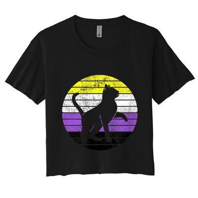 Cute Kitten Cat Nonbinary Pride Lgb Quotes Non Binary Flag Crop Top