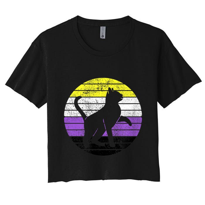 Cute Kitten Cat Nonbinary Pride Lgb Quotes Non Binary Flag Crop Top