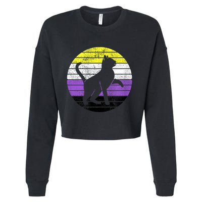 Cute Kitten Cat Nonbinary Pride Lgb Quotes Non Binary Flag Cropped Pullover Crew