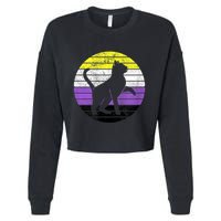 Cute Kitten Cat Nonbinary Pride Lgb Quotes Non Binary Flag Cropped Pullover Crew