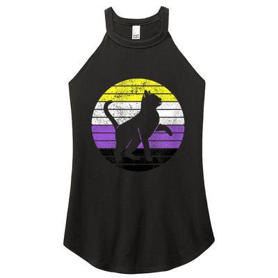 Cute Kitten Cat Nonbinary Pride Lgb Quotes Non Binary Flag Women's Perfect Tri Rocker Tank