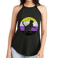 Cute Kitten Cat Nonbinary Pride Lgb Quotes Non Binary Flag Women's Perfect Tri Rocker Tank