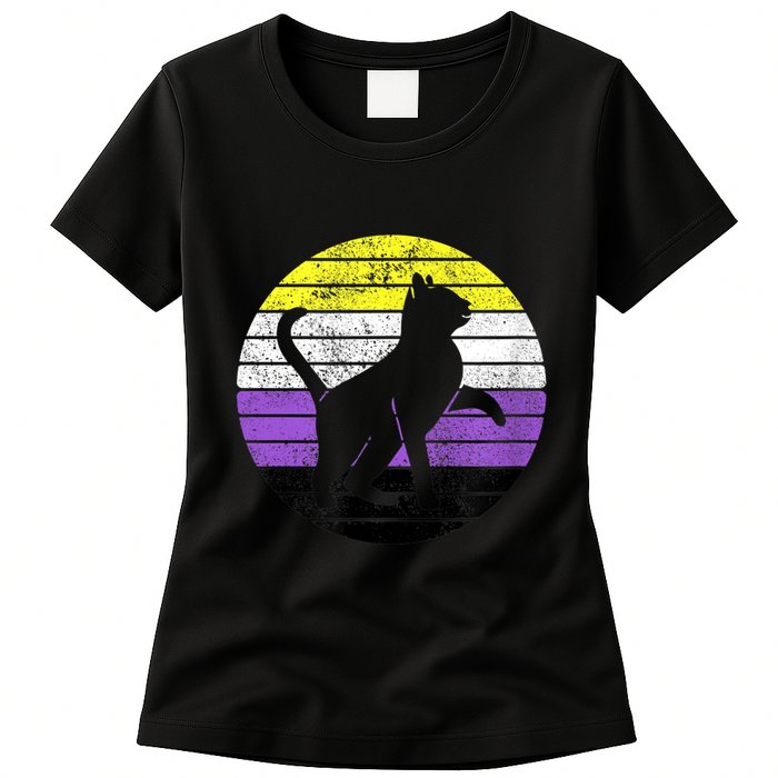 Cute Kitten Cat Nonbinary Pride Lgb Quotes Non Binary Flag Womens T-Shirt