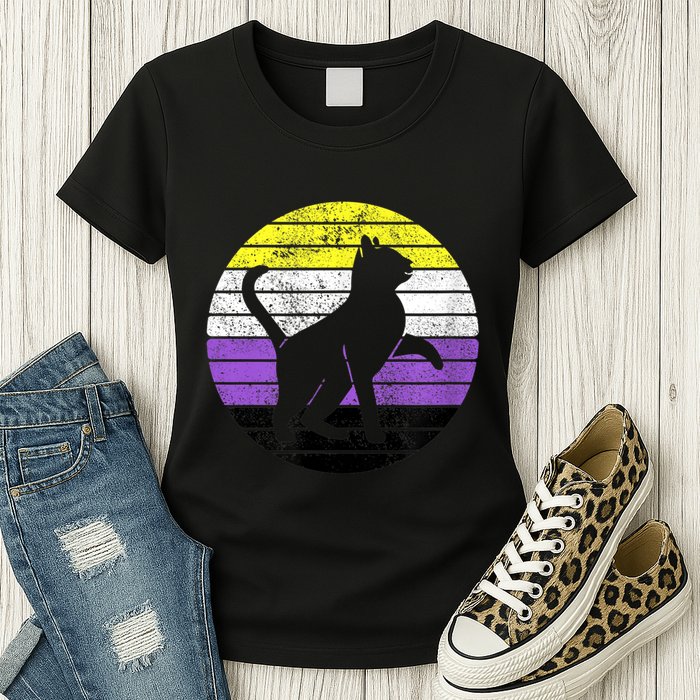 Cute Kitten Cat Nonbinary Pride Lgb Quotes Non Binary Flag Womens T-Shirt