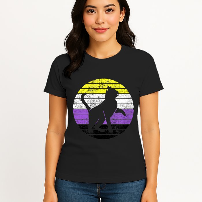 Cute Kitten Cat Nonbinary Pride Lgb Quotes Non Binary Flag Womens T-Shirt