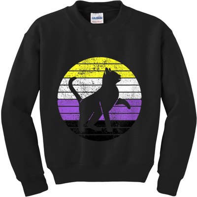 Cute Kitten Cat Nonbinary Pride Lgb Quotes Non Binary Flag Kids Sweatshirt