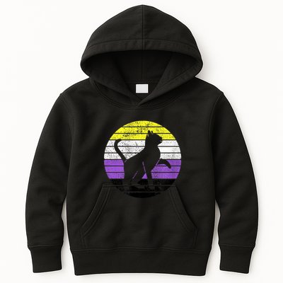 Cute Kitten Cat Nonbinary Pride Lgb Quotes Non Binary Flag Kids Hoodie