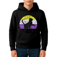 Cute Kitten Cat Nonbinary Pride Lgb Quotes Non Binary Flag Kids Hoodie