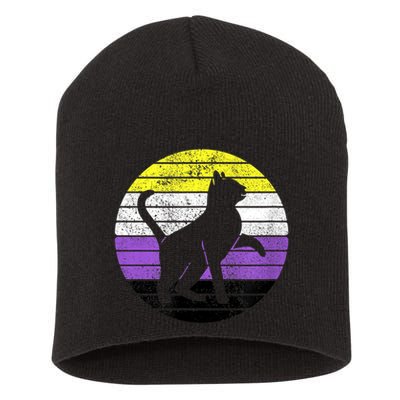 Cute Kitten Cat Nonbinary Pride Lgb Quotes Non Binary Flag Short Acrylic Beanie