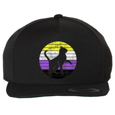 Cute Kitten Cat Nonbinary Pride Lgb Quotes Non Binary Flag Wool Snapback Cap
