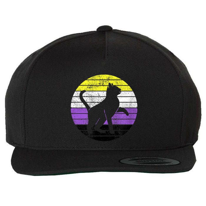 Cute Kitten Cat Nonbinary Pride Lgb Quotes Non Binary Flag Wool Snapback Cap