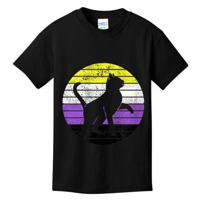 Cute Kitten Cat Nonbinary Pride Lgb Quotes Non Binary Flag Kids T-Shirt