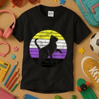 Cute Kitten Cat Nonbinary Pride Lgb Quotes Non Binary Flag Kids T-Shirt