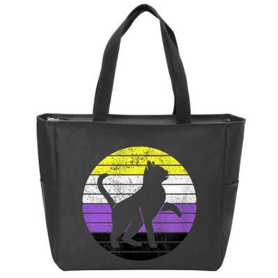 Cute Kitten Cat Nonbinary Pride Lgb Quotes Non Binary Flag Zip Tote Bag