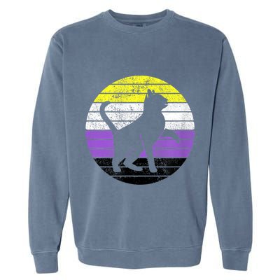 Cute Kitten Cat Nonbinary Pride Lgb Quotes Non Binary Flag Garment-Dyed Sweatshirt